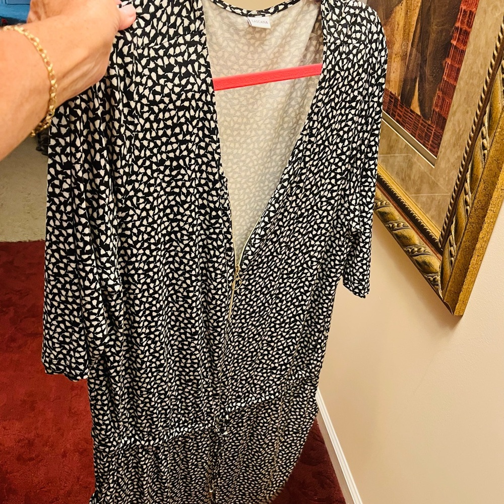 Stylish Black and White Patterned Mini Dress
